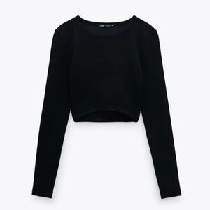 Zara Black Long Sleeve Crop Top